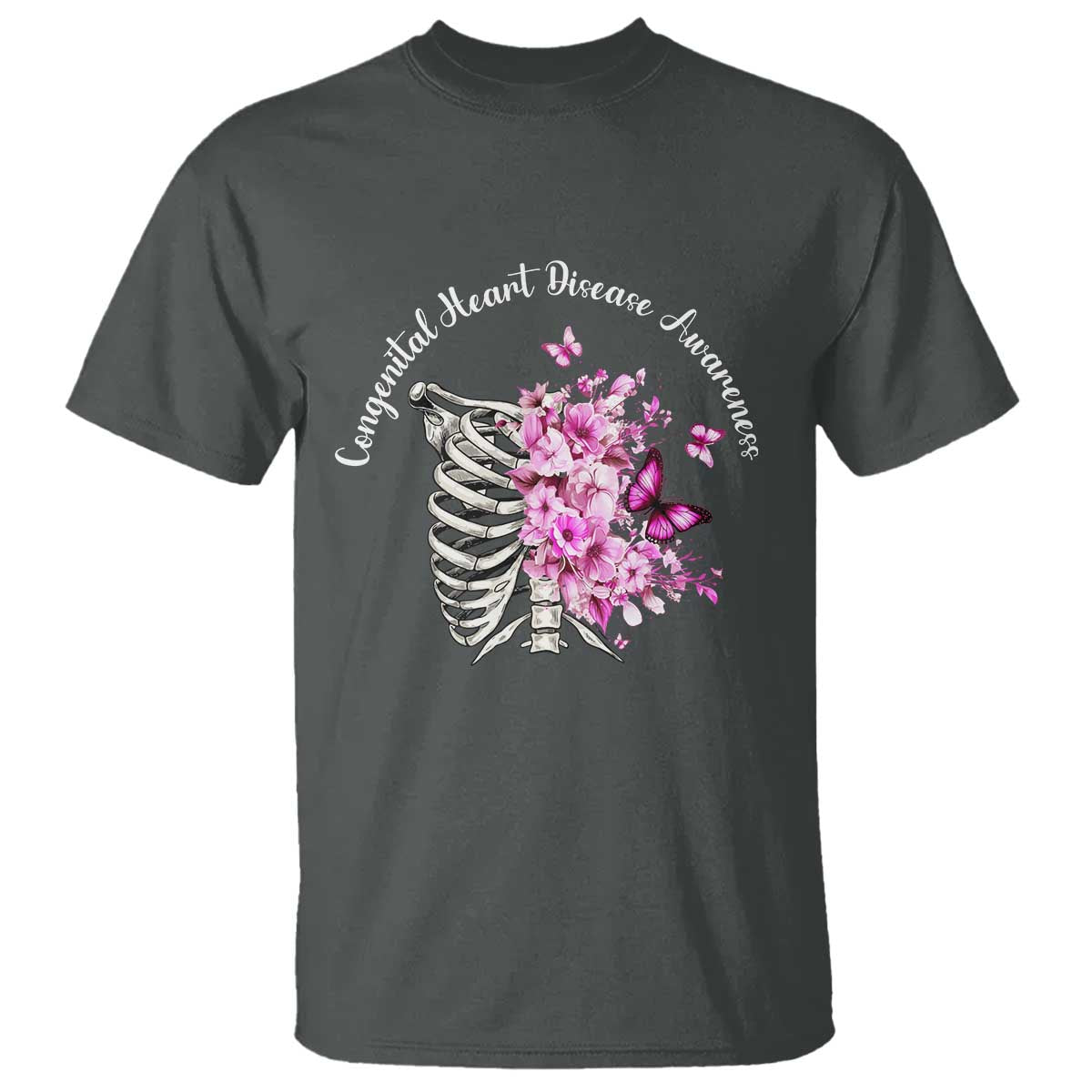 CHD Support T Shirt Congenital Heart Disease Support Floral Rib Cage
