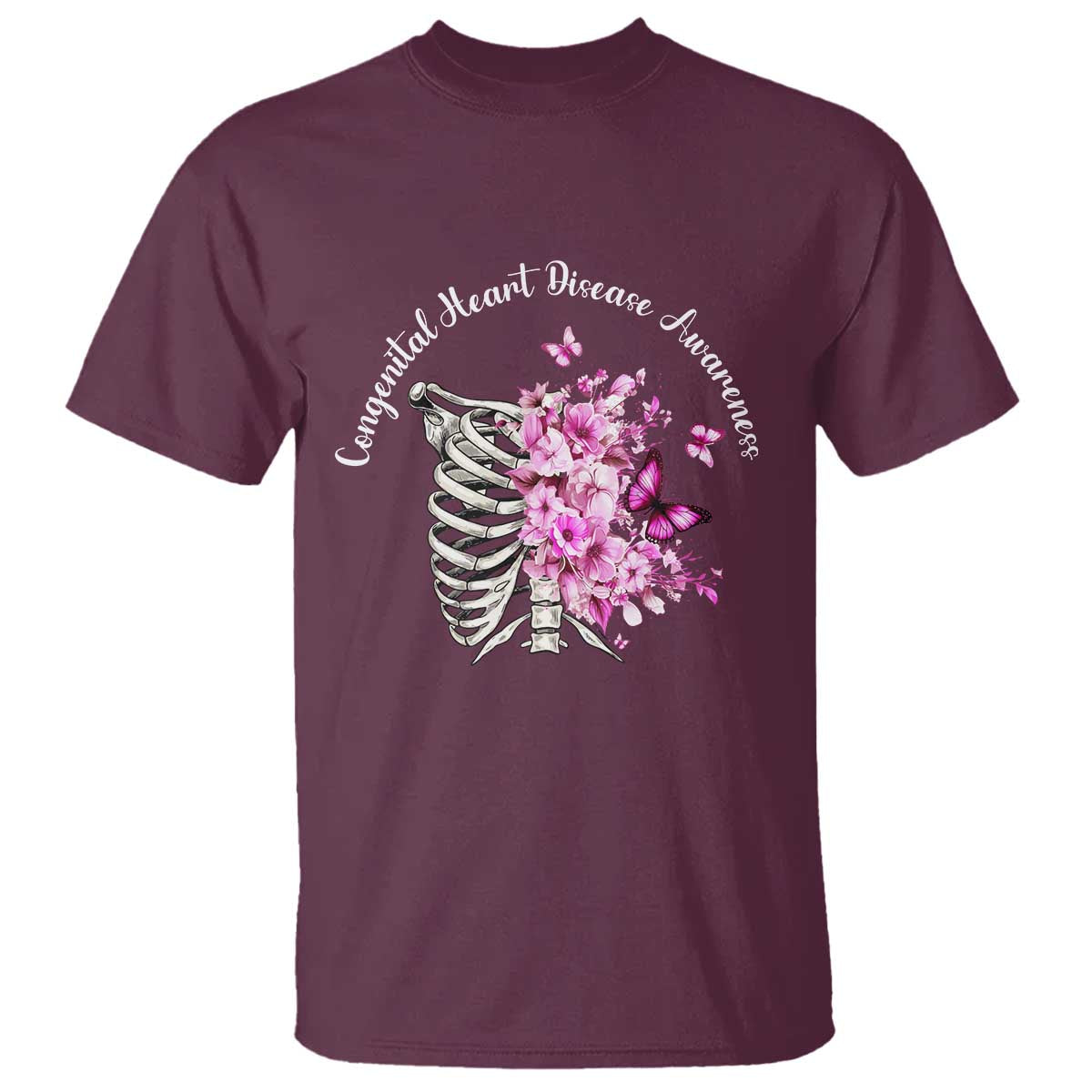 CHD Support T Shirt Congenital Heart Disease Support Floral Rib Cage