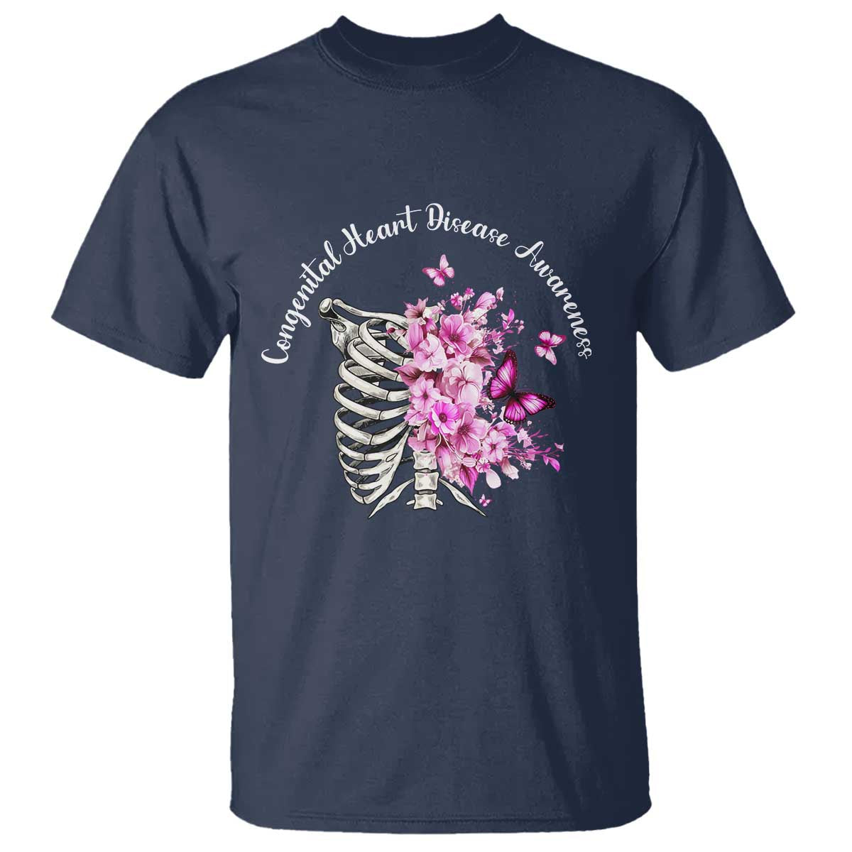 CHD Support T Shirt Congenital Heart Disease Support Floral Rib Cage