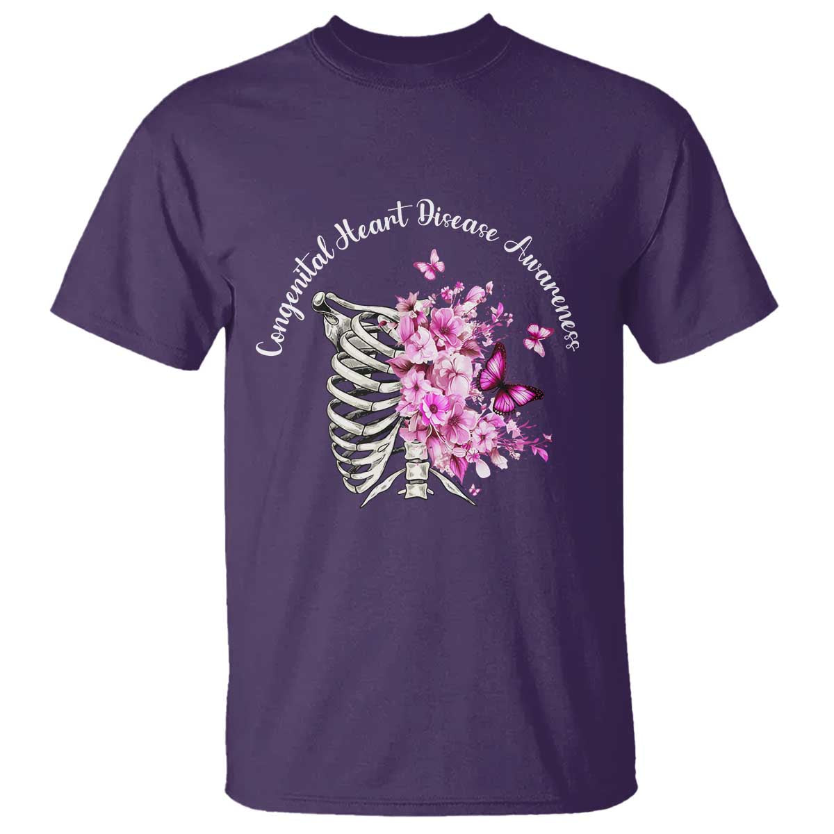 CHD Support T Shirt Congenital Heart Disease Support Floral Rib Cage
