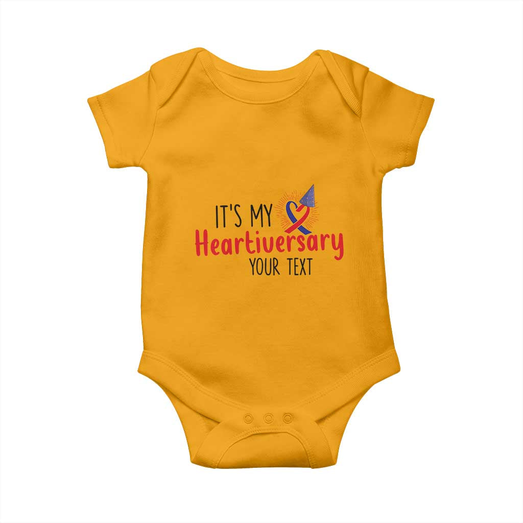 Personalized CHD Support Heart Anniversary Baby Onesie Custom Text It's My Heartiversary