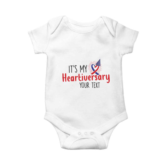 Personalized CHD Support Heart Anniversary Baby Onesie Custom Text It's My Heartiversary
