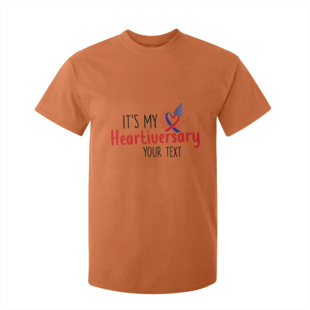 Personalized CHD Support Heart Anniversary T Shirt For Kid Custom Text It's My Heartiversary