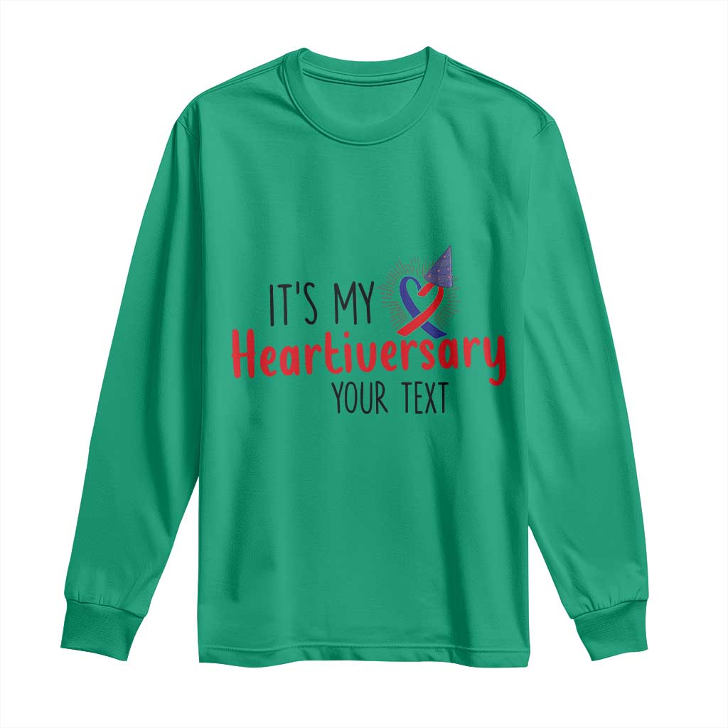 Personalized CHD Support Heart Anniversary Long Sleeve Shirt Custom Text It's My Heartiversary