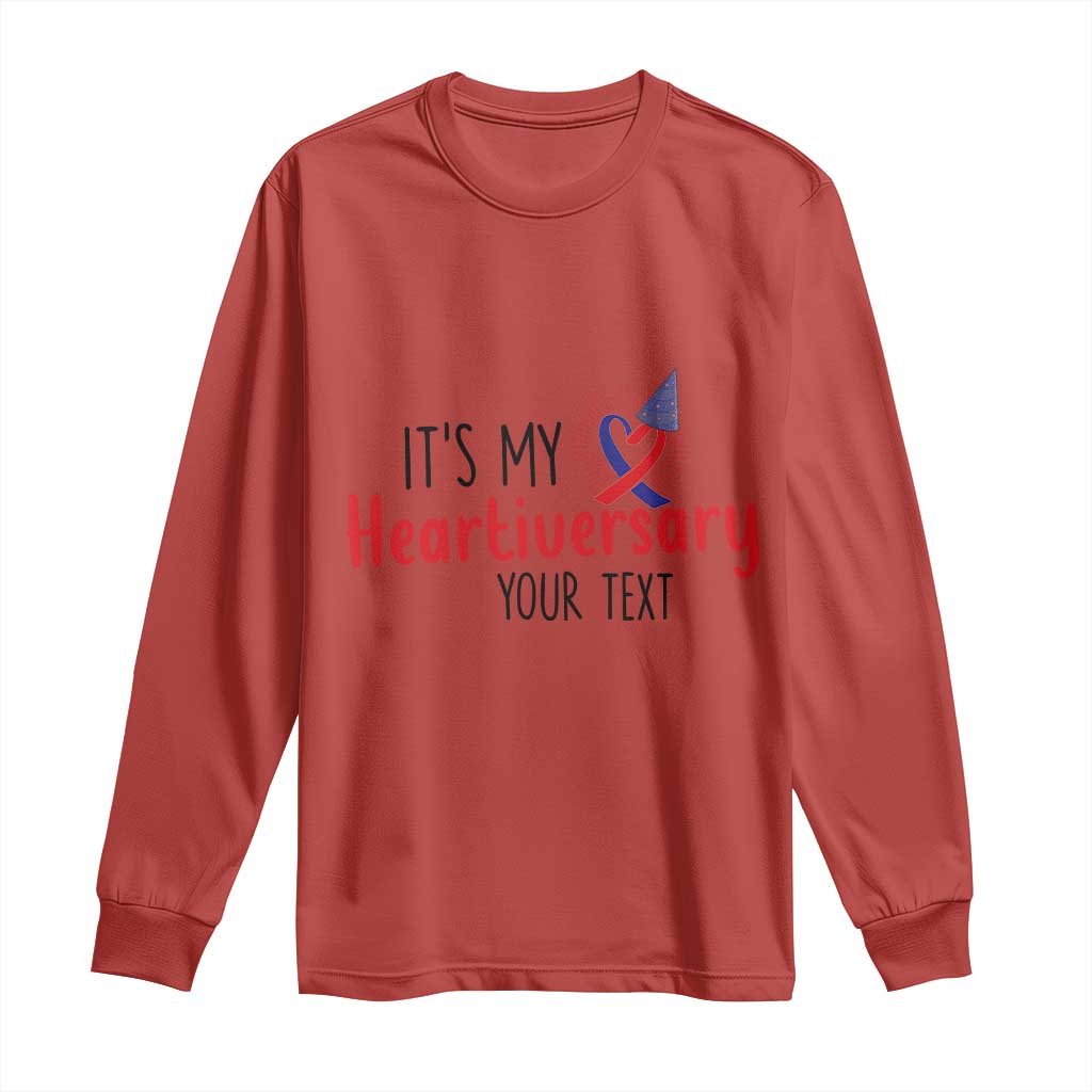 Personalized CHD Support Heart Anniversary Long Sleeve Shirt Custom Text It's My Heartiversary