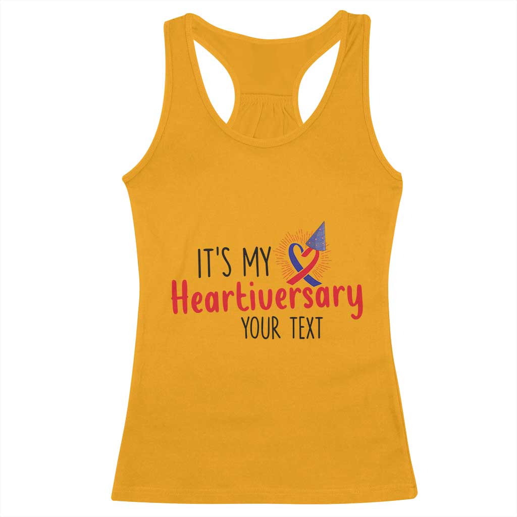 Personalized CHD Support Heart Anniversary Racerback Tank Top Custom Text It's My Heartiversary