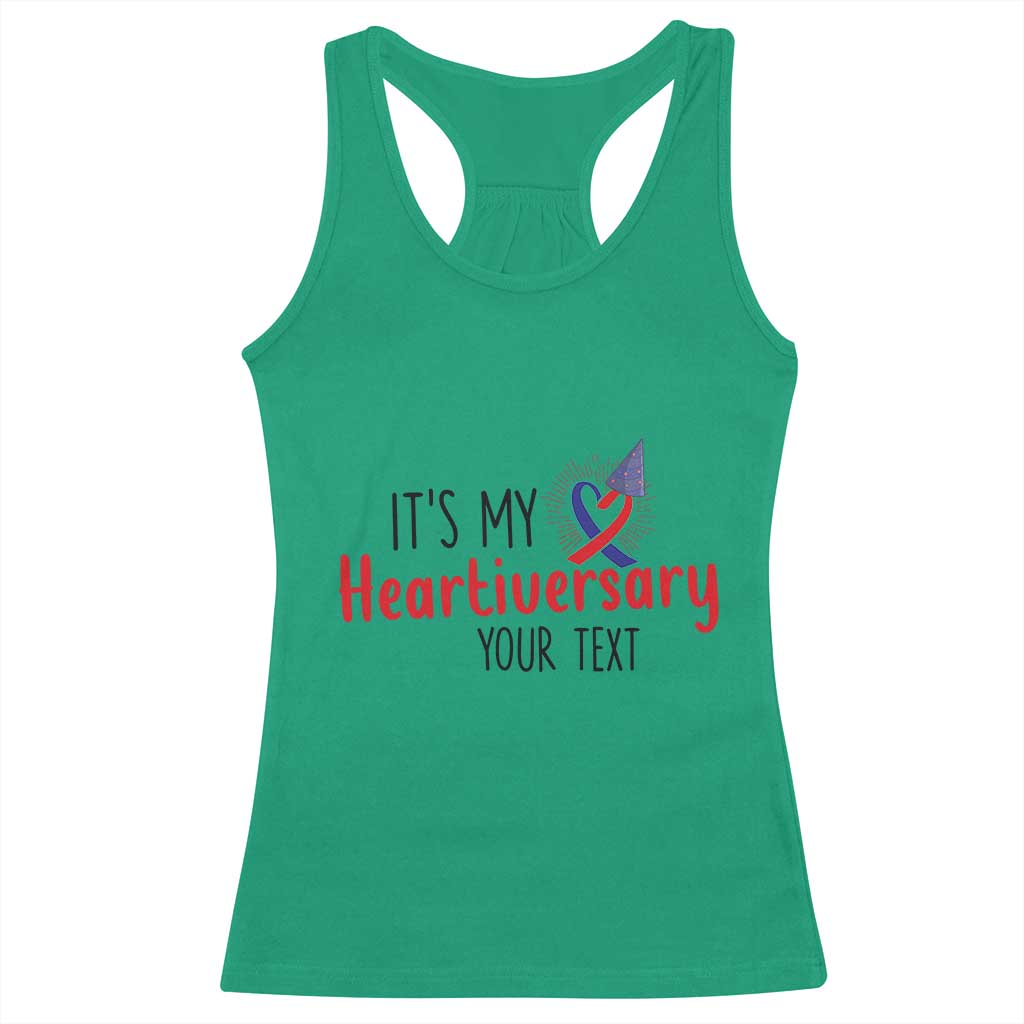 Personalized CHD Support Heart Anniversary Racerback Tank Top Custom Text It's My Heartiversary