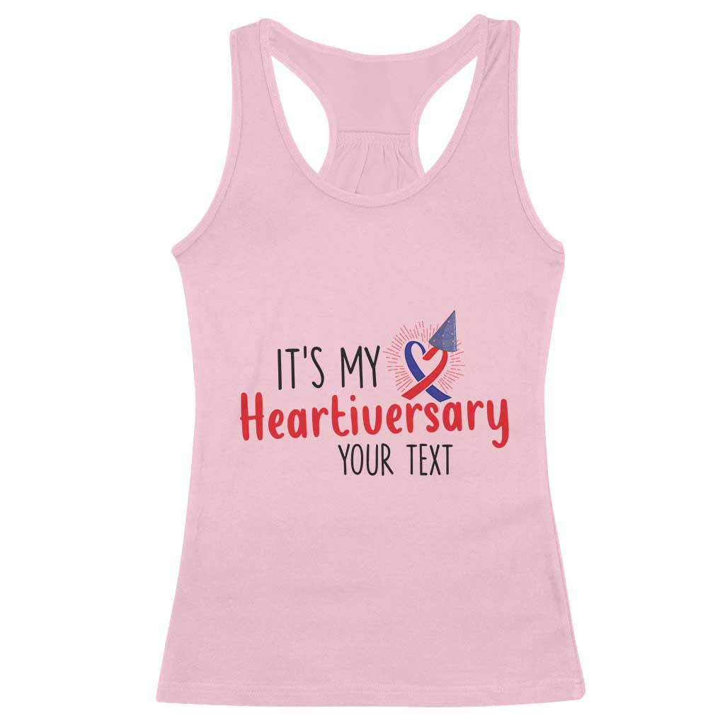 Personalized CHD Support Heart Anniversary Racerback Tank Top Custom Text It's My Heartiversary