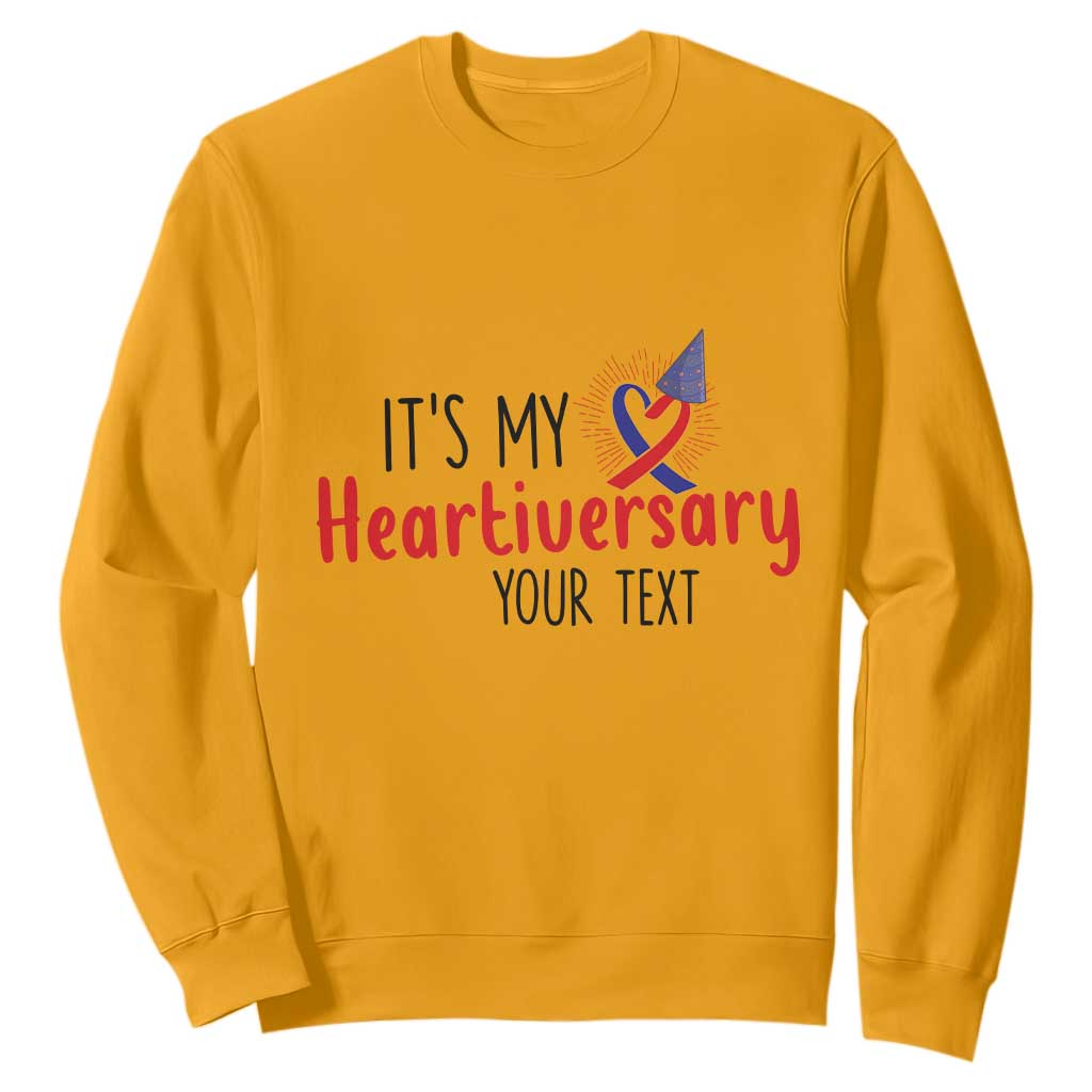 Personalized CHD Support Heart Anniversary Sweatshirt Custom Text It's My Heartiversary