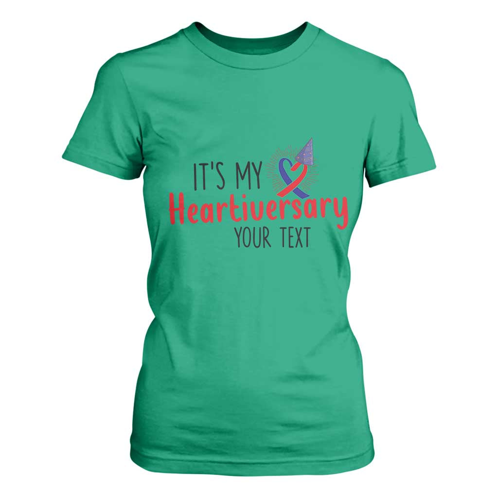 Personalized CHD Support Heart Anniversary T Shirt For Women Custom Text It's My Heartiversary