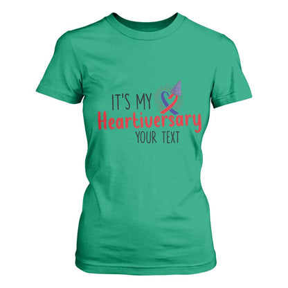 Personalized CHD Support Heart Anniversary T Shirt For Women Custom Text It's My Heartiversary