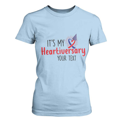 Personalized CHD Support Heart Anniversary T Shirt For Women Custom Text It's My Heartiversary