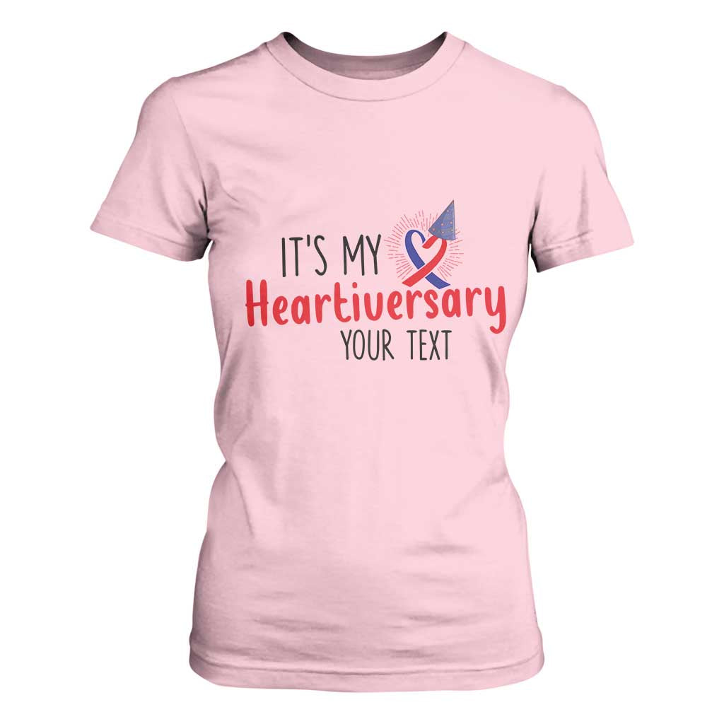 Personalized CHD Support Heart Anniversary T Shirt For Women Custom Text It's My Heartiversary