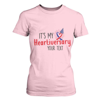 Personalized CHD Support Heart Anniversary T Shirt For Women Custom Text It's My Heartiversary