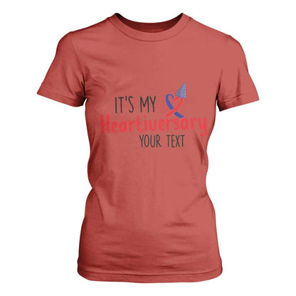Personalized CHD Support Heart Anniversary T Shirt For Women Custom Text It's My Heartiversary