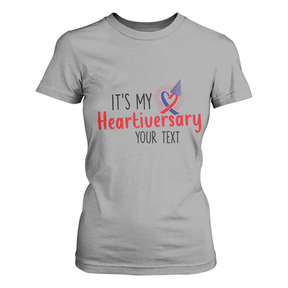 Personalized CHD Support Heart Anniversary T Shirt For Women Custom Text It's My Heartiversary