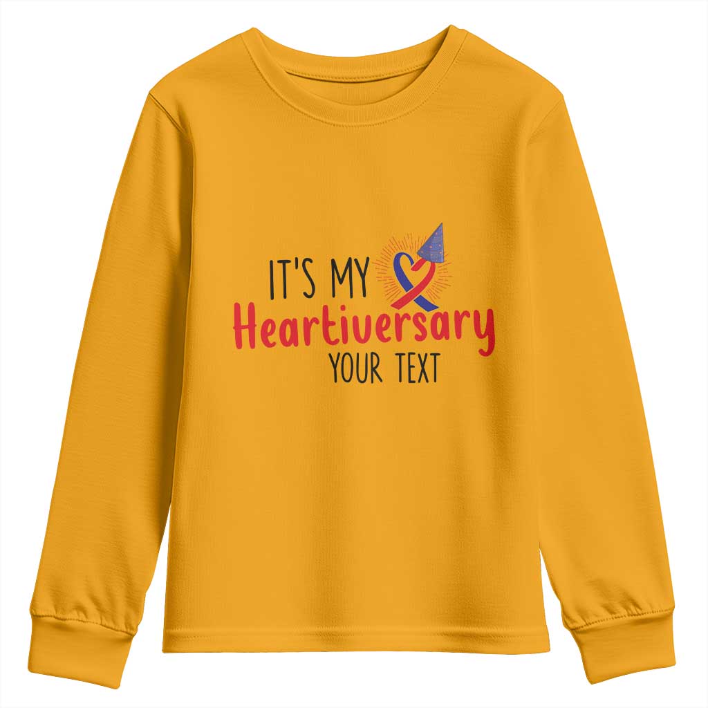 Personalized CHD Support Heart Anniversary Youth Sweatshirt Custom Text It's My Heartiversary