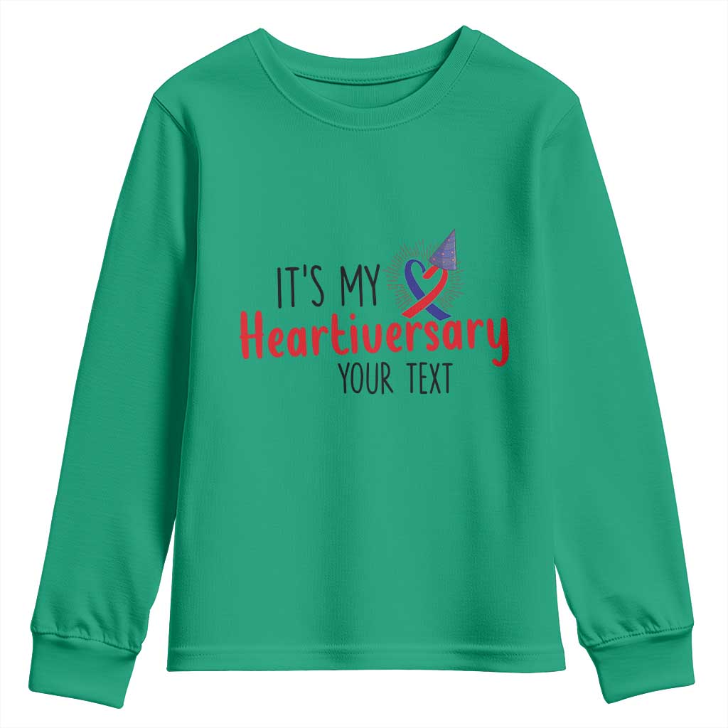 Personalized CHD Support Heart Anniversary Youth Sweatshirt Custom Text It's My Heartiversary