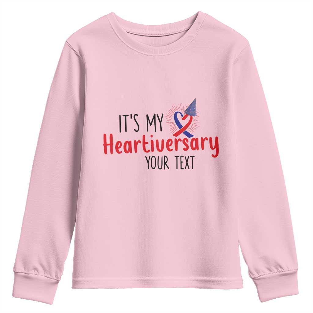 Personalized CHD Support Heart Anniversary Youth Sweatshirt Custom Text It's My Heartiversary