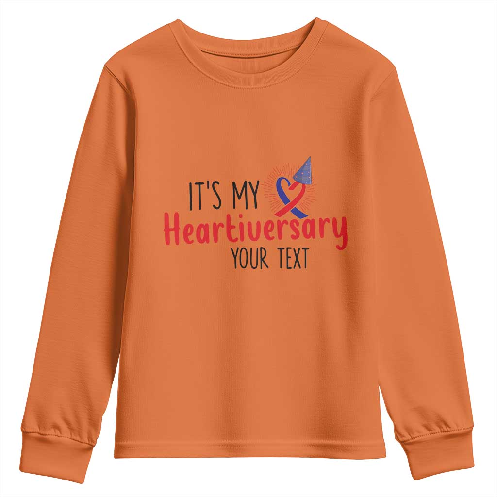 Personalized CHD Support Heart Anniversary Youth Sweatshirt Custom Text It's My Heartiversary