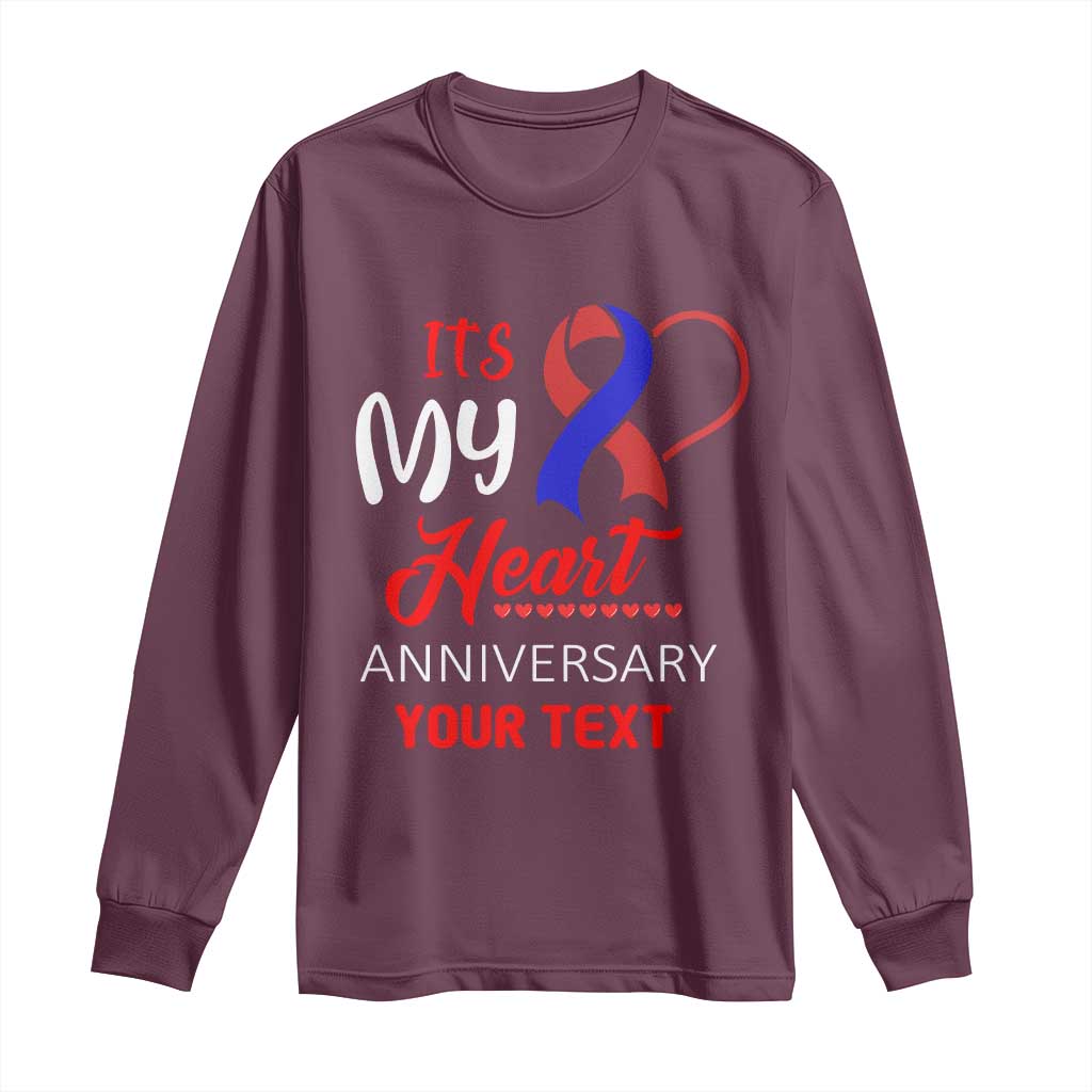 Personalized CHD Support Long Sleeve Shirt Custom Text It's My Heart Anniversary