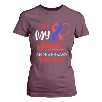Personalized CHD Support T Shirt For Women Custom Text It's My Heart Anniversary
