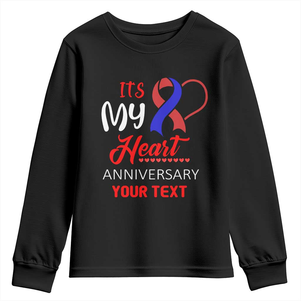 Personalized CHD Support Youth Sweatshirt Custom Text It's My Heart Anniversary
