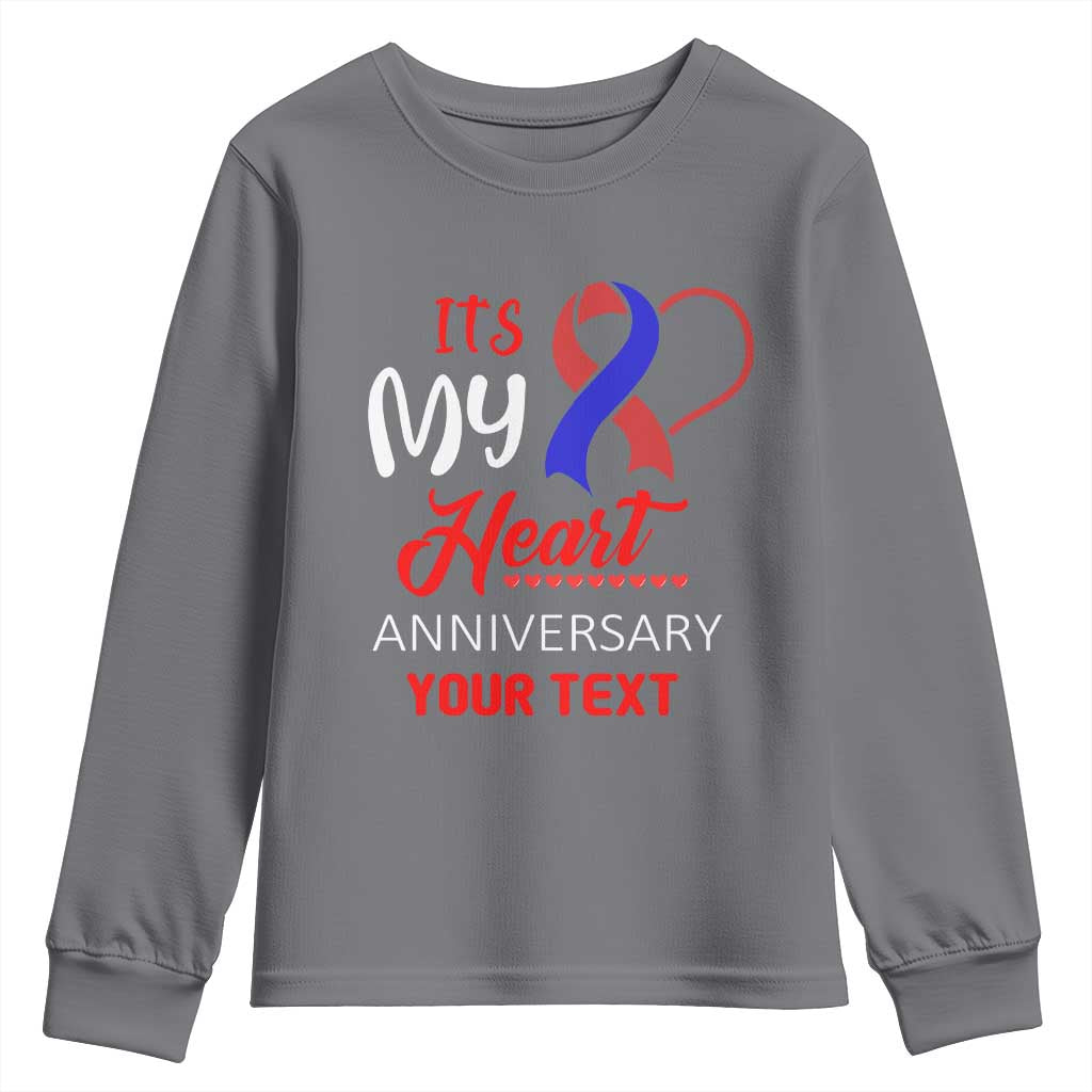 Personalized CHD Support Youth Sweatshirt Custom Text It's My Heart Anniversary
