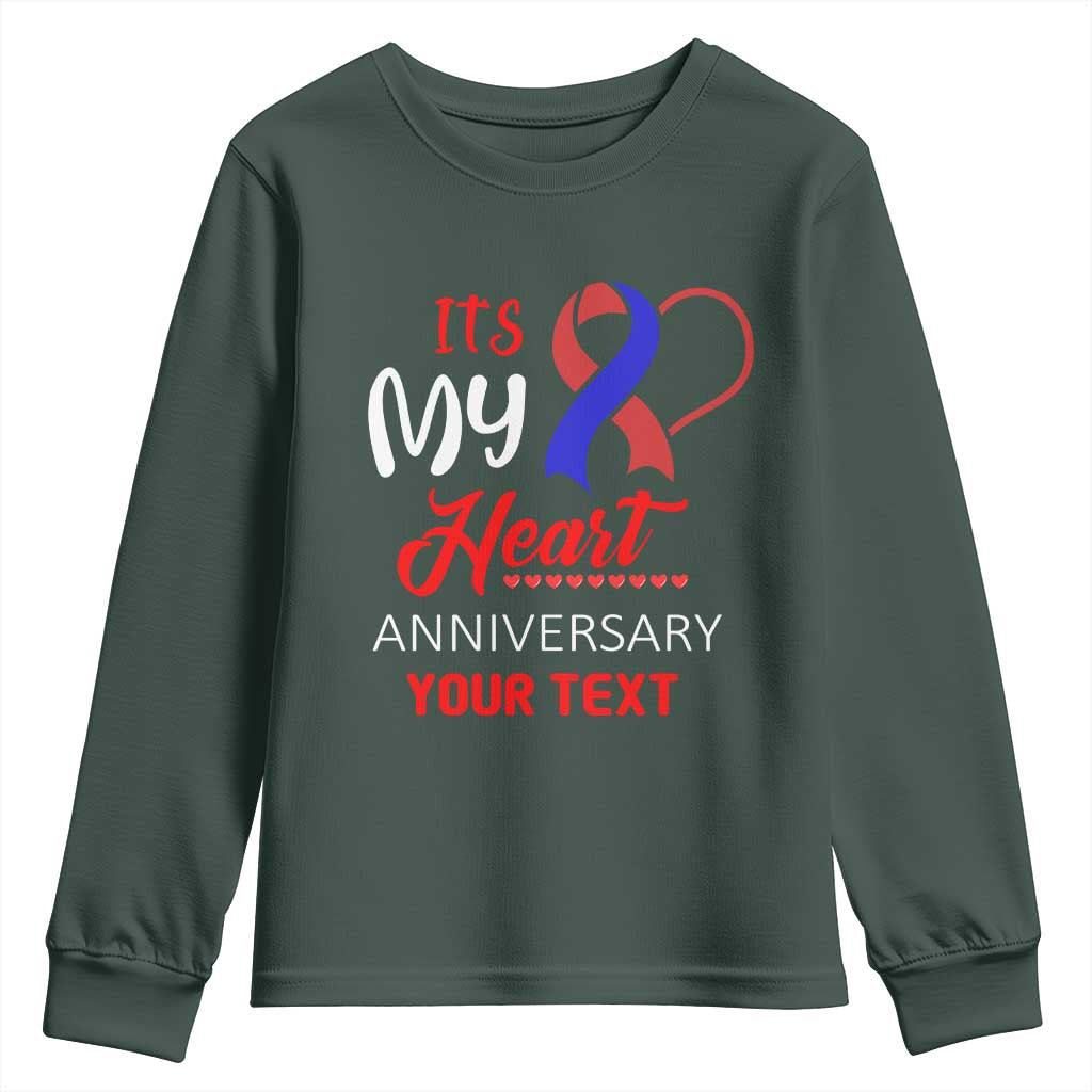 Personalized CHD Support Youth Sweatshirt Custom Text It's My Heart Anniversary