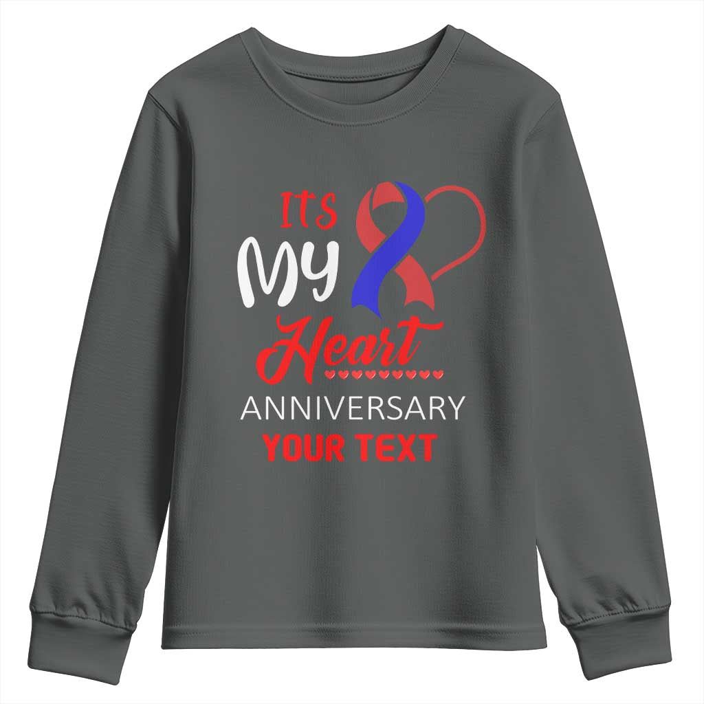 Personalized CHD Support Youth Sweatshirt Custom Text It's My Heart Anniversary
