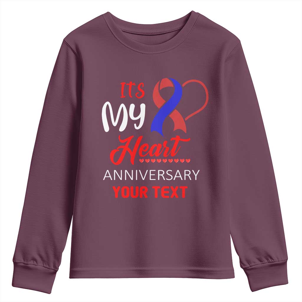 Personalized CHD Support Youth Sweatshirt Custom Text It's My Heart Anniversary
