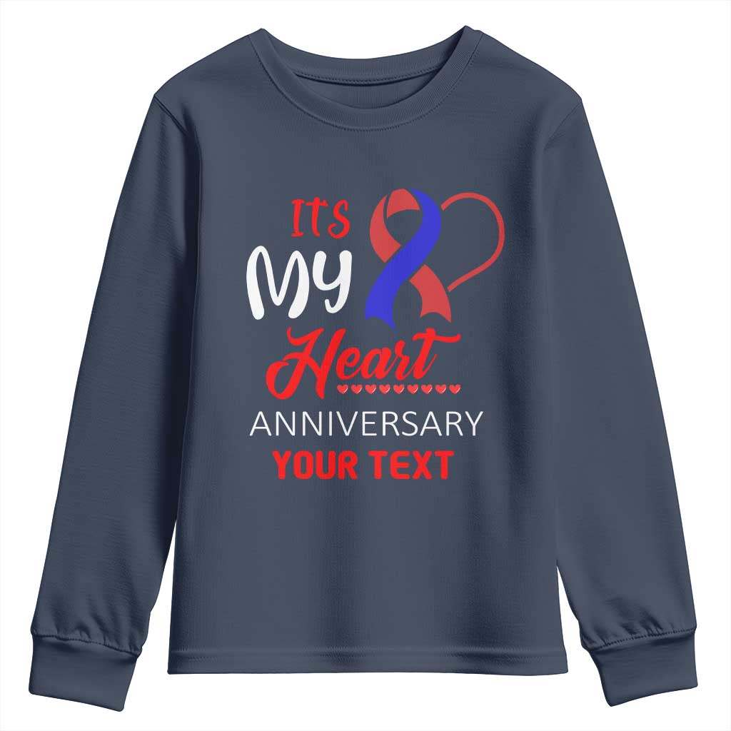 Personalized CHD Support Youth Sweatshirt Custom Text It's My Heart Anniversary