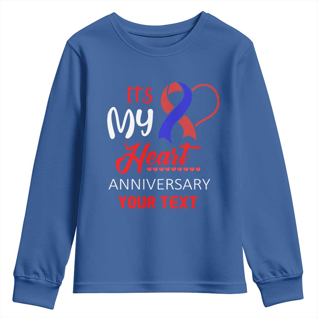 Personalized CHD Support Youth Sweatshirt Custom Text It's My Heart Anniversary