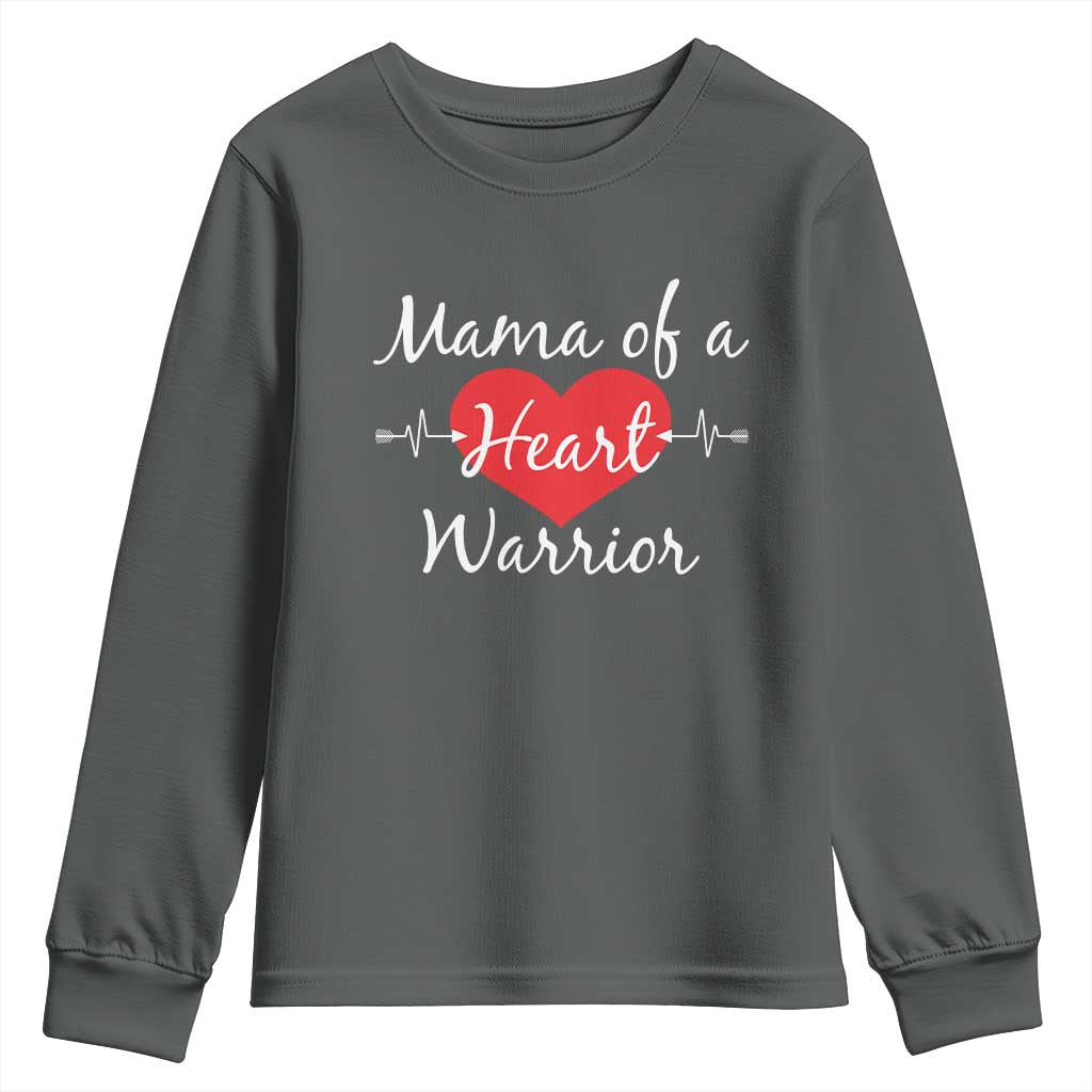 Mama Of A Heart Warrior Youth Sweatshirt CHD Support Heart