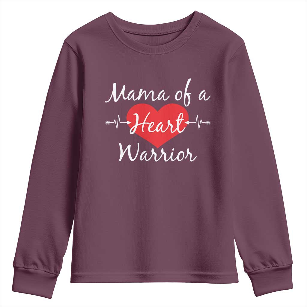 Mama Of A Heart Warrior Youth Sweatshirt CHD Support Heart