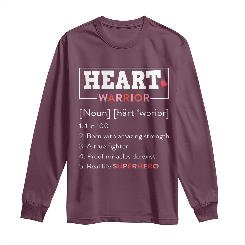 Heart Warrior Definition Long Sleeve Shirt Congenital Heart Disease CHD Support
