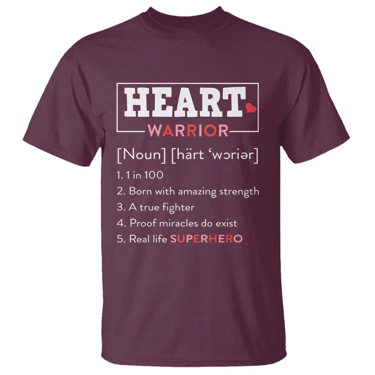 Heart Warrior Definition T Shirt Congenital Heart Disease CHD Support