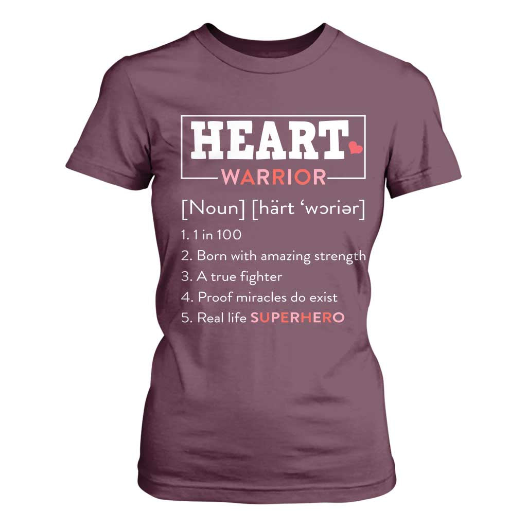 Heart Warrior Definition T Shirt For Women Congenital Heart Disease CHD Support