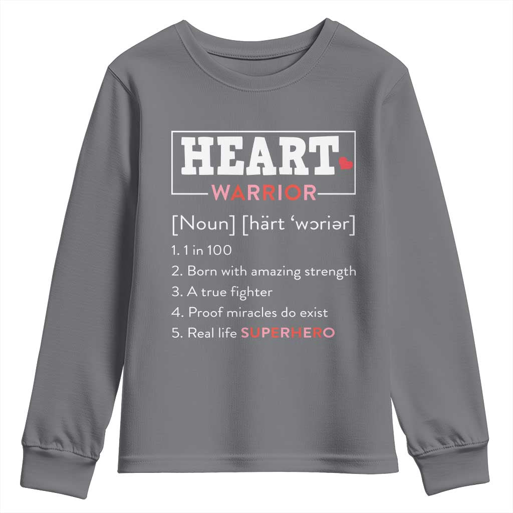 Heart Warrior Definition Youth Sweatshirt Congenital Heart Disease CHD Support