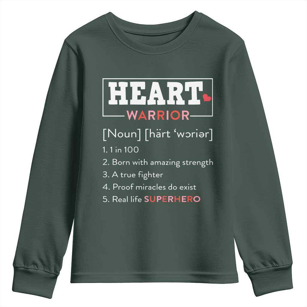 Heart Warrior Definition Youth Sweatshirt Congenital Heart Disease CHD Support