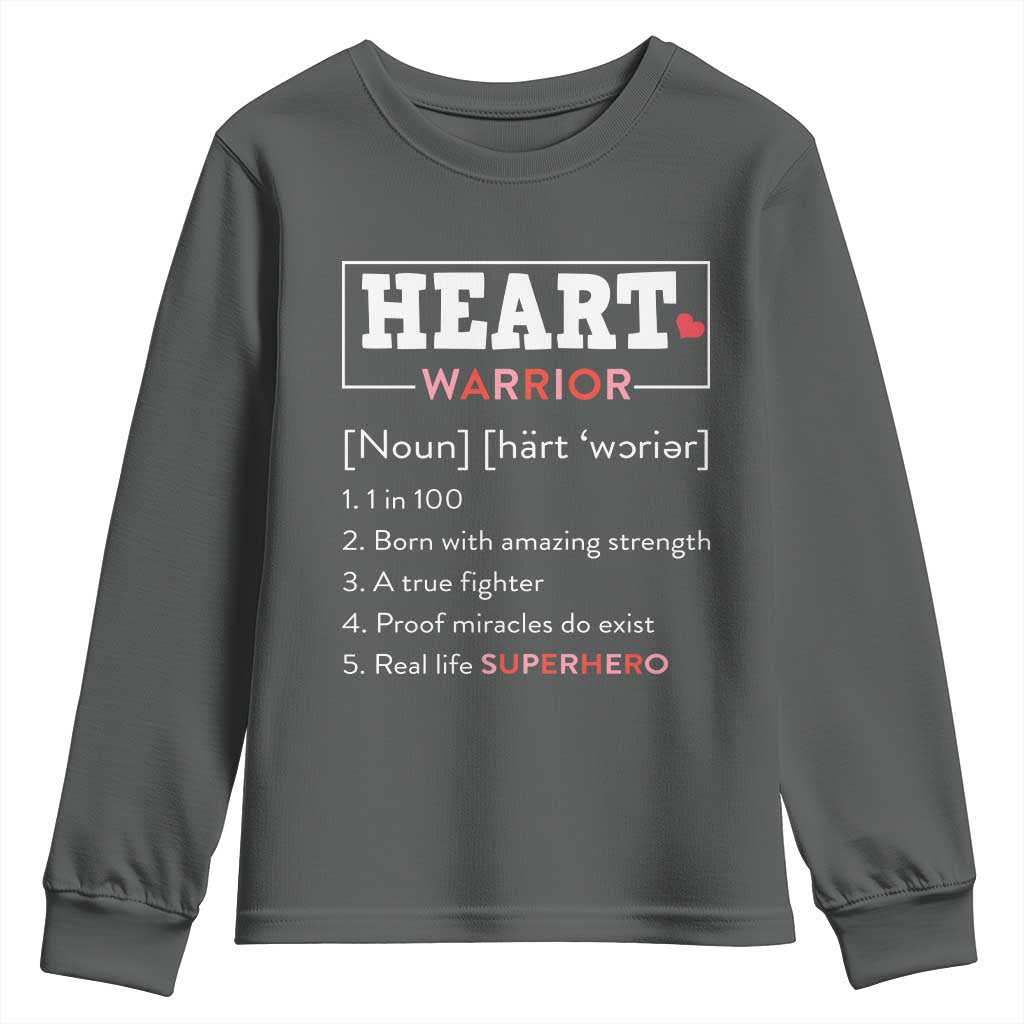 Heart Warrior Definition Youth Sweatshirt Congenital Heart Disease CHD Support