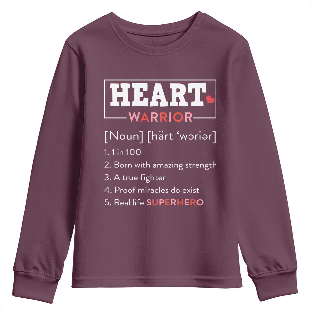 Heart Warrior Definition Youth Sweatshirt Congenital Heart Disease CHD Support