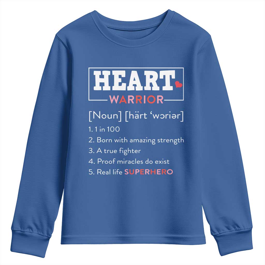 Heart Warrior Definition Youth Sweatshirt Congenital Heart Disease CHD Support