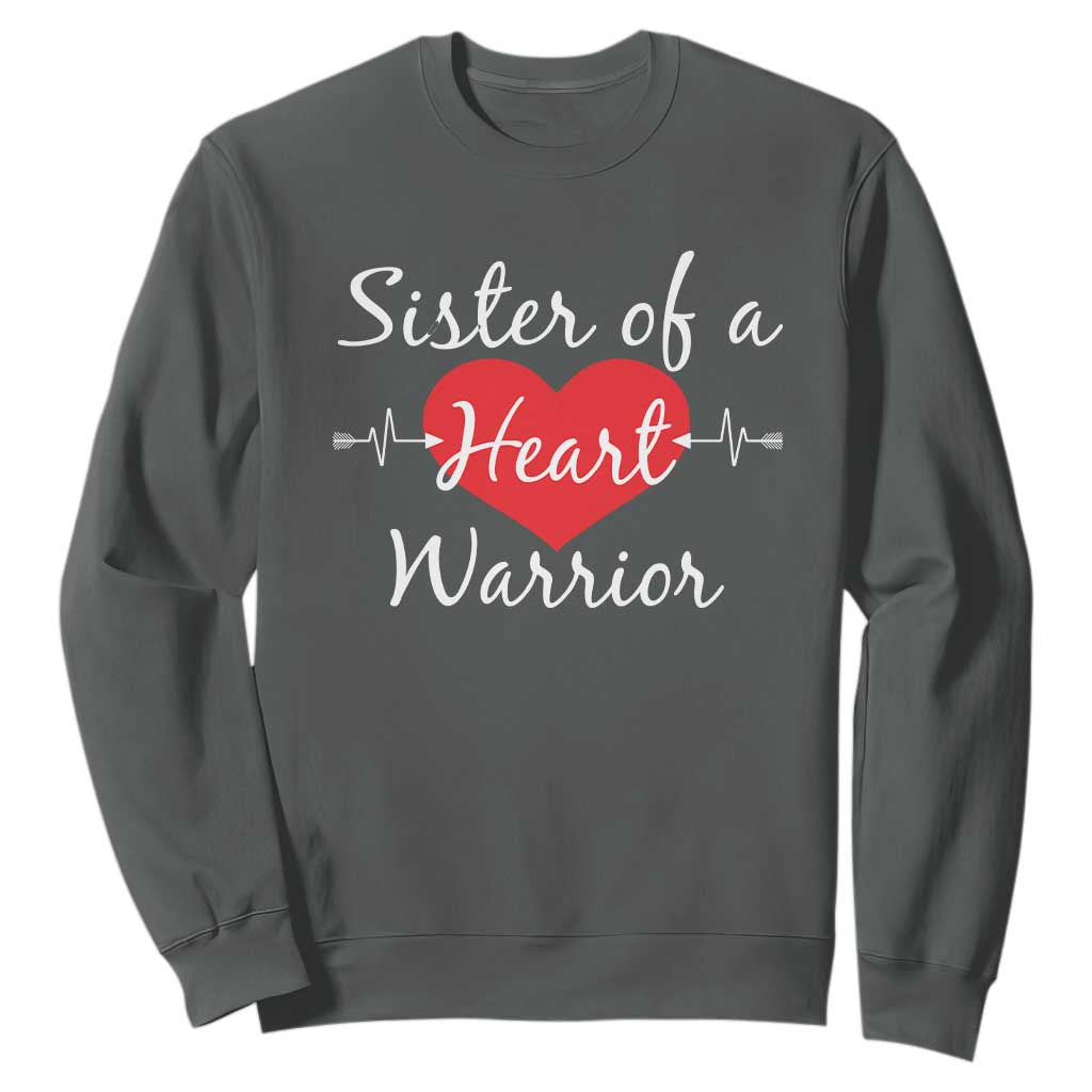 Sister Of A Heart Warrior Sweatshirt CHD Support Heart