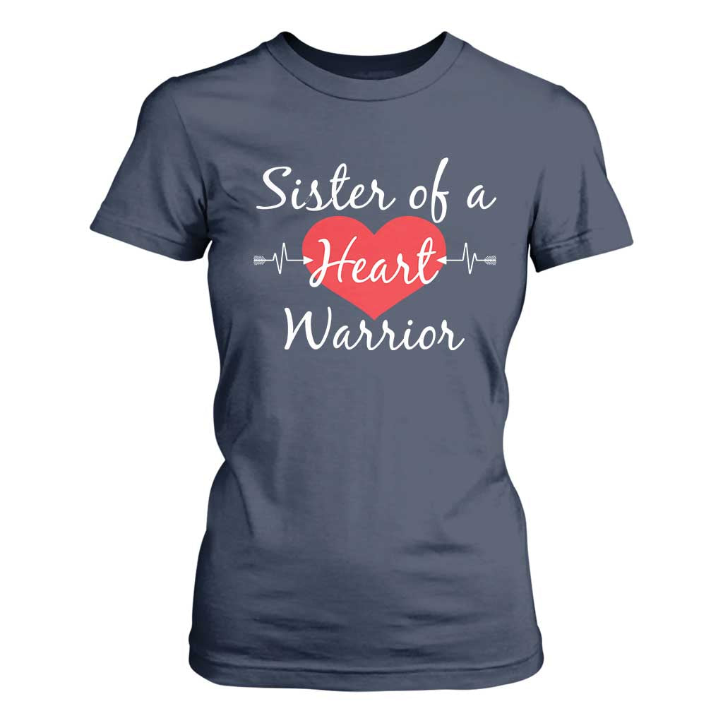 Sister Of A Heart Warrior T Shirt For Women CHD Support Heart