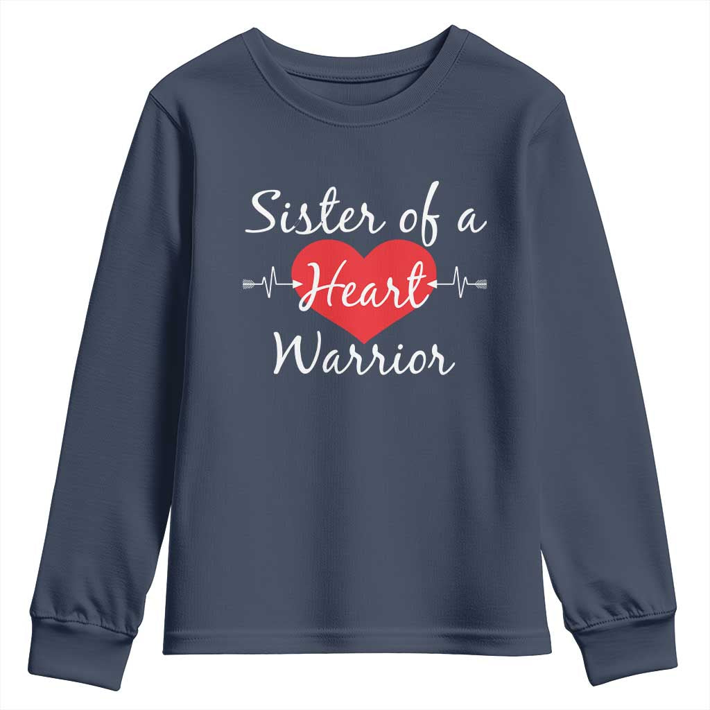 Sister Of A Heart Warrior Youth Sweatshirt CHD Support Heart