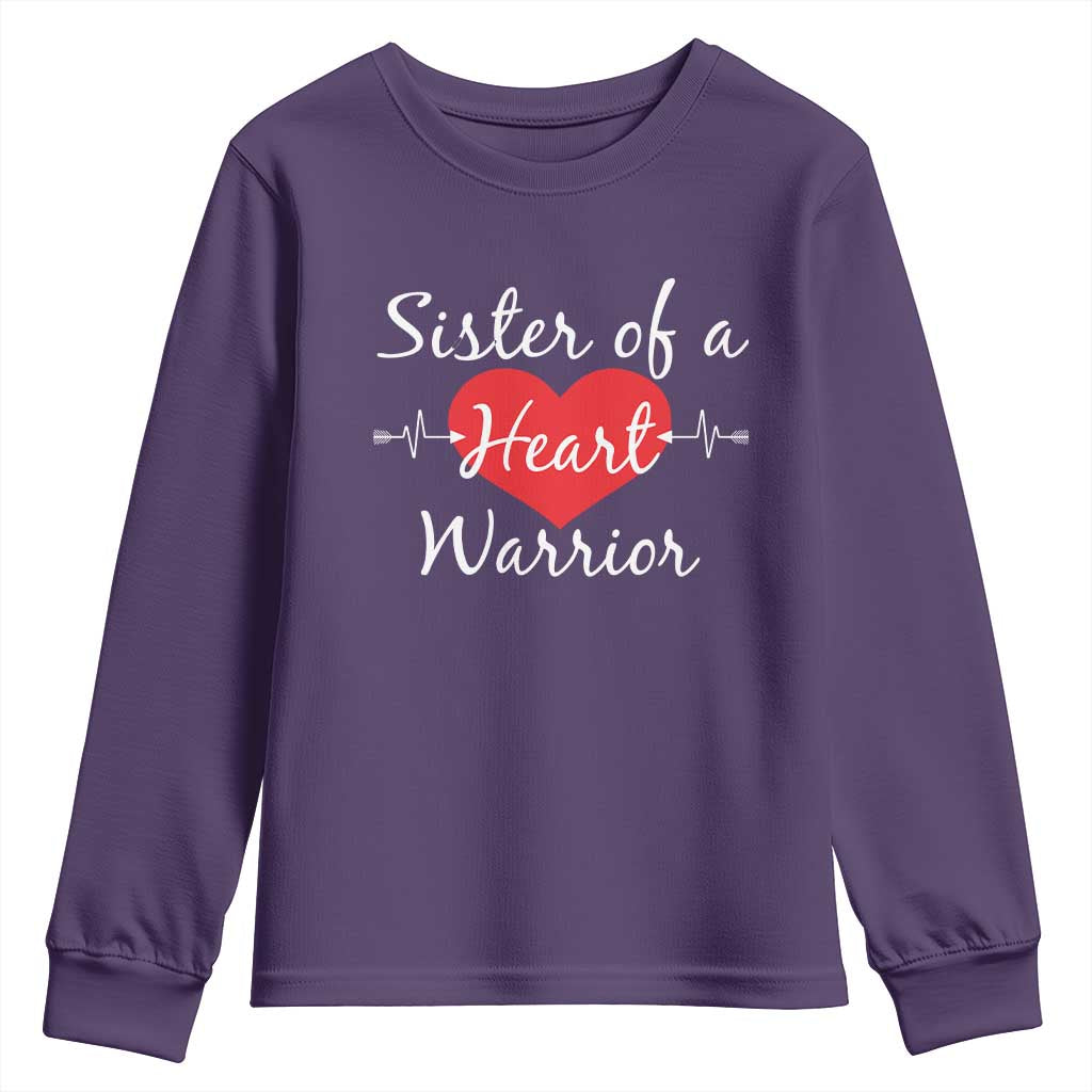 Sister Of A Heart Warrior Youth Sweatshirt CHD Support Heart