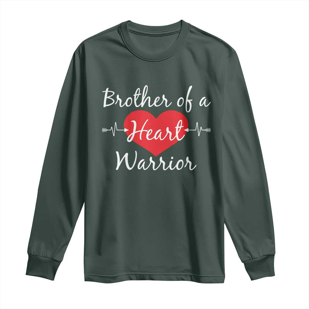 Brother Of A Heart Warrior Long Sleeve Shirt CHD Support Heart