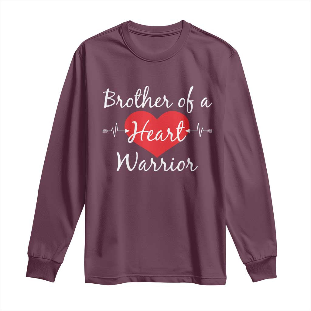 Brother Of A Heart Warrior Long Sleeve Shirt CHD Support Heart