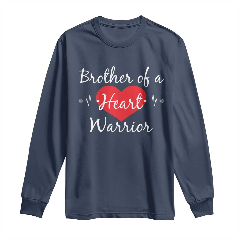 Brother Of A Heart Warrior Long Sleeve Shirt CHD Support Heart